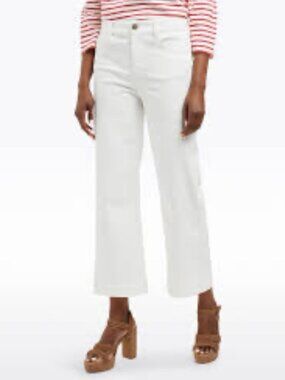 Draper James RSVP Pants Women's 14White Curvy Wide Leg High Rise Stretch Twill